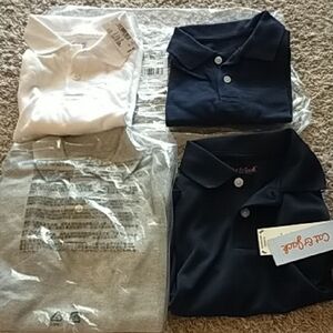 5 Polo Shirts bundle set White, Gray, and Navy school uniform size S New